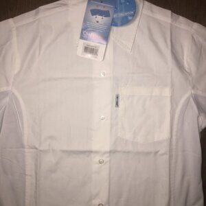 New Chef Works White W/H Collared Outline Servers Shirt Extra-Small